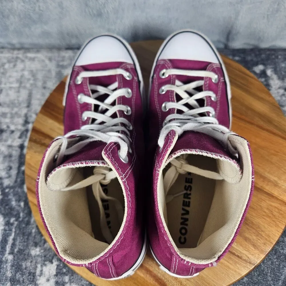 Converse CTAS Lift Hi Platform Shoes Womens 9.5 Berry Red White Canvas High Top